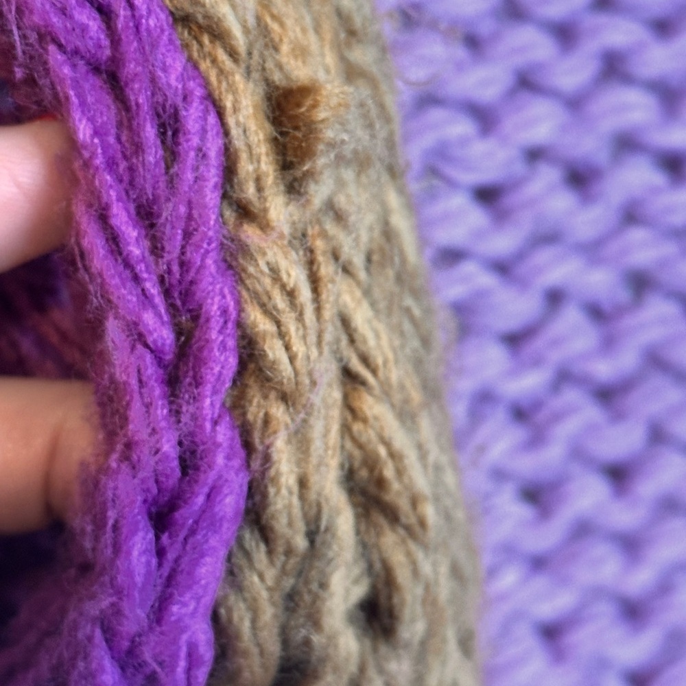 FRNCH Women's Cozycore Cottagecore Fishercore Purple and Brown Knit Cardigan - Picture 12 of 12